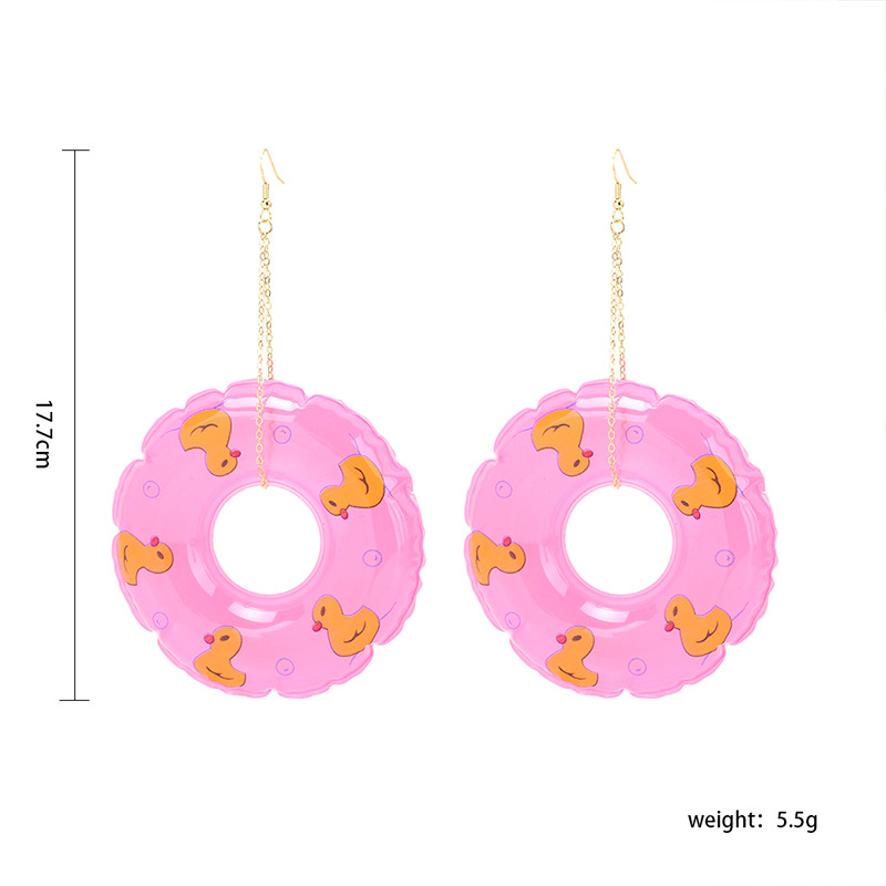 6g Weight 1 Pair Cute Swim Ring Rubber Drop Earrings