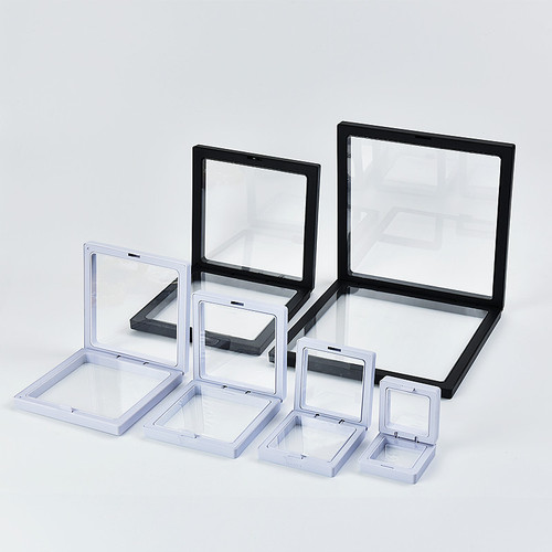 Colorful PE film floating packaging box, transparent jewelry nail art box, badge ring commemorative coin display drawer box