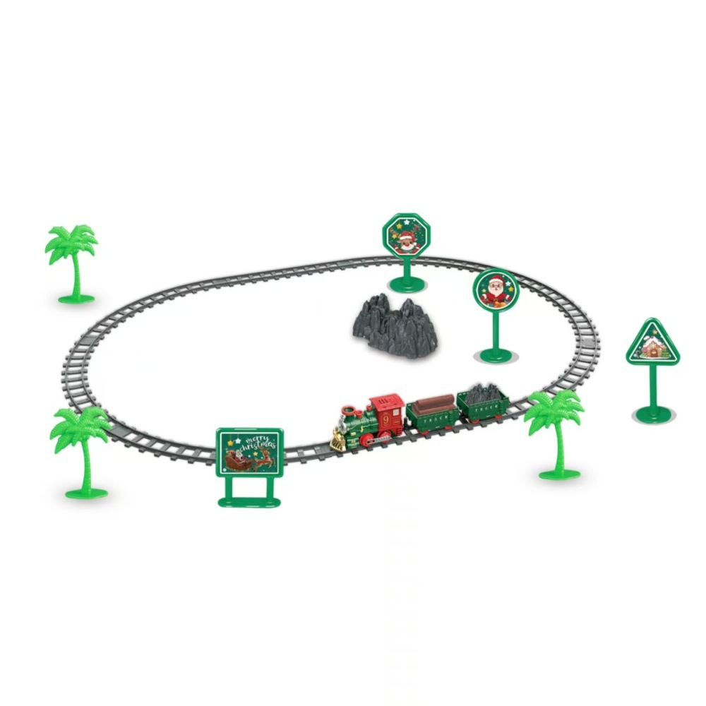 Navidad transfronteriza pulverización eléctrica retro tren juguete simulación de órbita pequeño tren sensorio control remoto mini locomotora