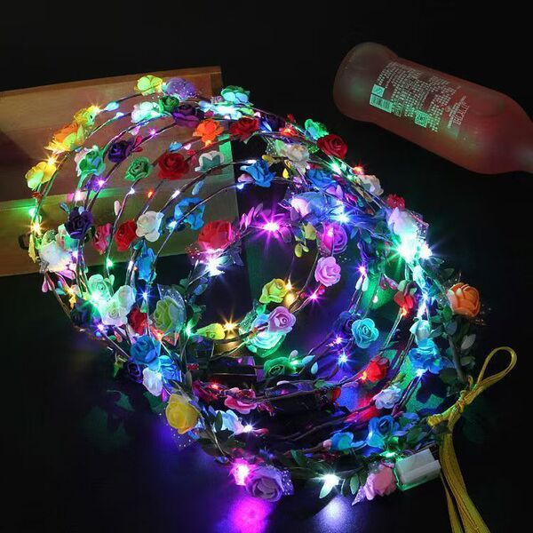 Glowing Flower Ring Colorful Fight LED Head Terminal Flower Tourist…