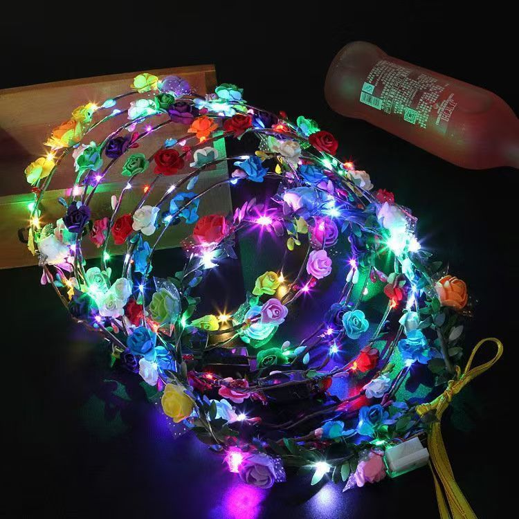 Glowing Flower Ring Colorful Fight LED Head Terminal Flower Tourist…