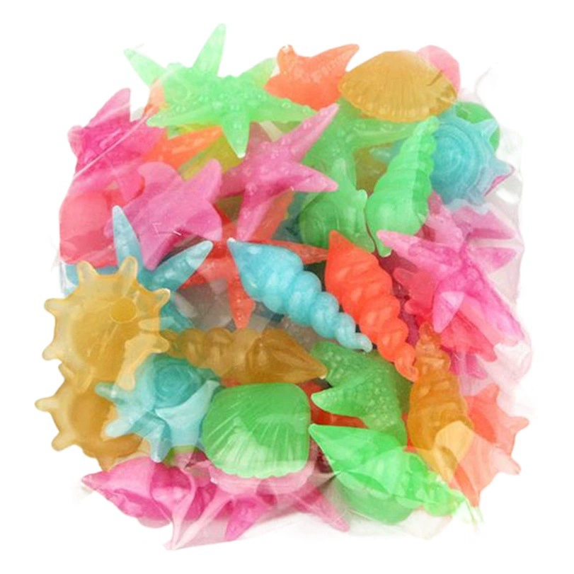 2-3cm светящаяся оболочка раковины морской звезды цветной пластик искусственный аквариум аквариум флуоресцентный морской светящийся камень