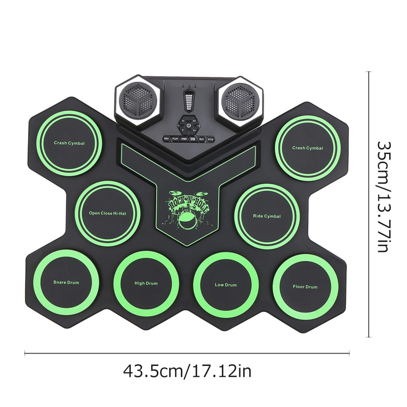 Manual roll tambor electrónico instrumento de percusión portátil de silicona mano roll estante tambor jazz tambor USB tambor electrónico al por mayor transfronterizo