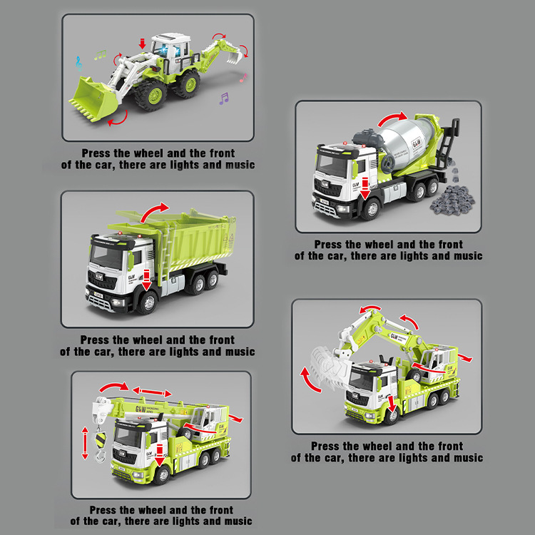 International foreign trade alloy inertia engineering vehicle toy toy truck large truck excavator bulldozer crane mixer truck