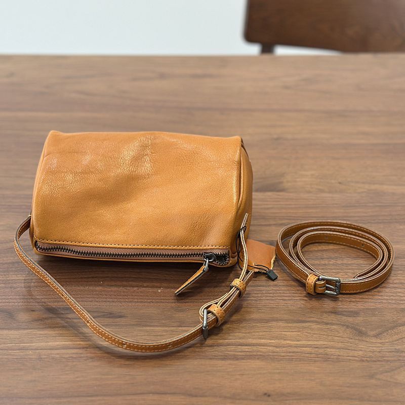 Mini Genuine Leather Square Bag For Women, Vegetable-Tanned Top Grain Cowhide Handbag & Crossbody Bag, 2026 Spring New Arrival Pencil Bag - Thumbnail 4