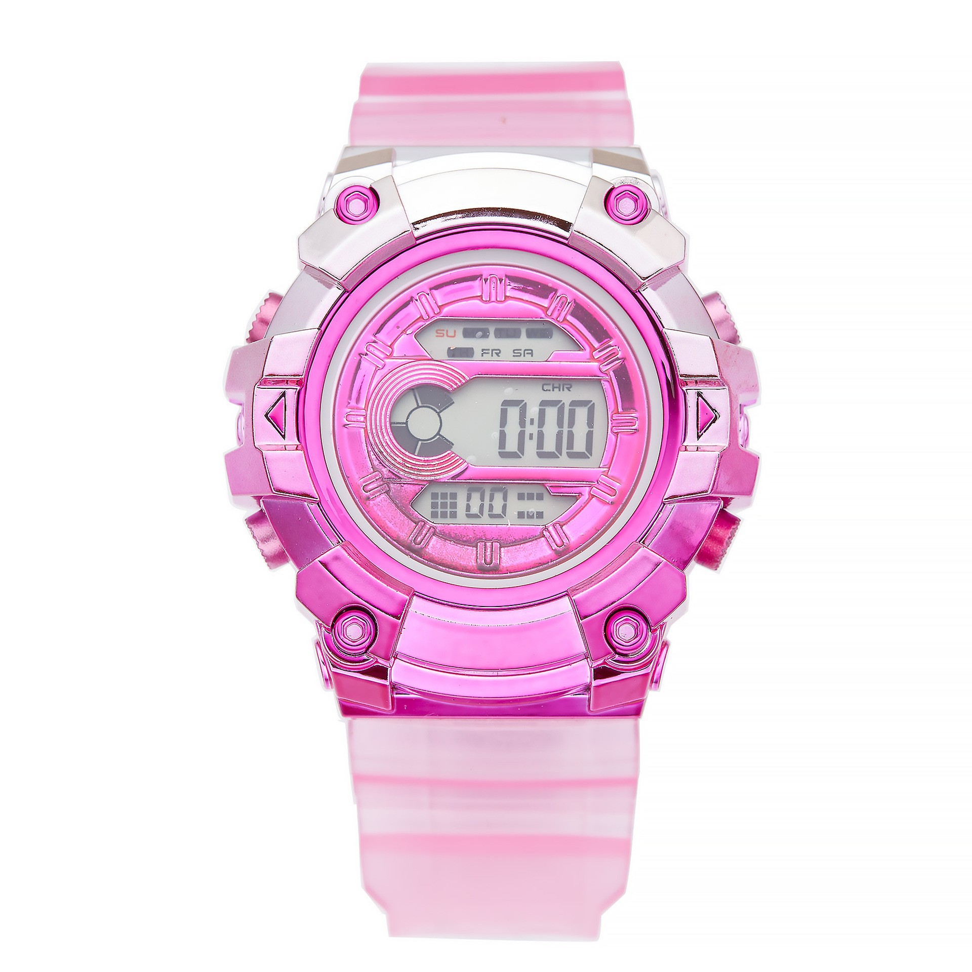 Reloj electrónico de alarma de disco de tendencia estudiantes de color gradiente correa transparente nocturna relojes electrónicos en stock