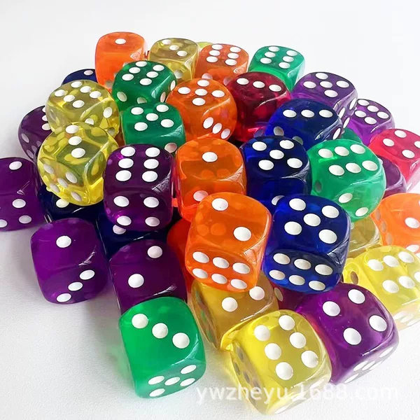 20mm Transparent Dice Acrylic Dice Colorful Crystal Sieve Rounded Corner Transparent Dice Toy Accessories Dice
