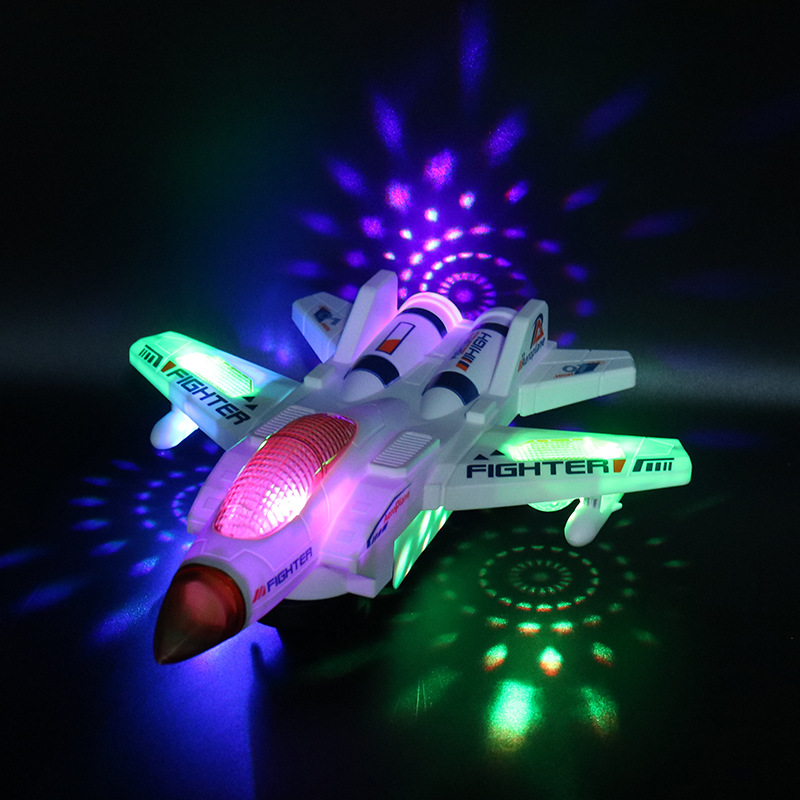 Avión de combate eléctrico universal colorido música iluminación acrobacias de rotación simulación helicóptero juguetes para niños al por mayor