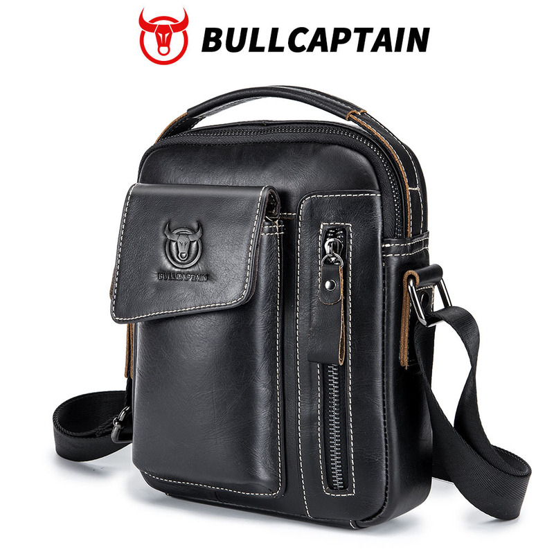 Captain Cow Leather Top Layer Cowhide Shoulder Bag Men's Soft Genuine Leather Vertical Menbag Mobile Phone Men's Shoulder Bag