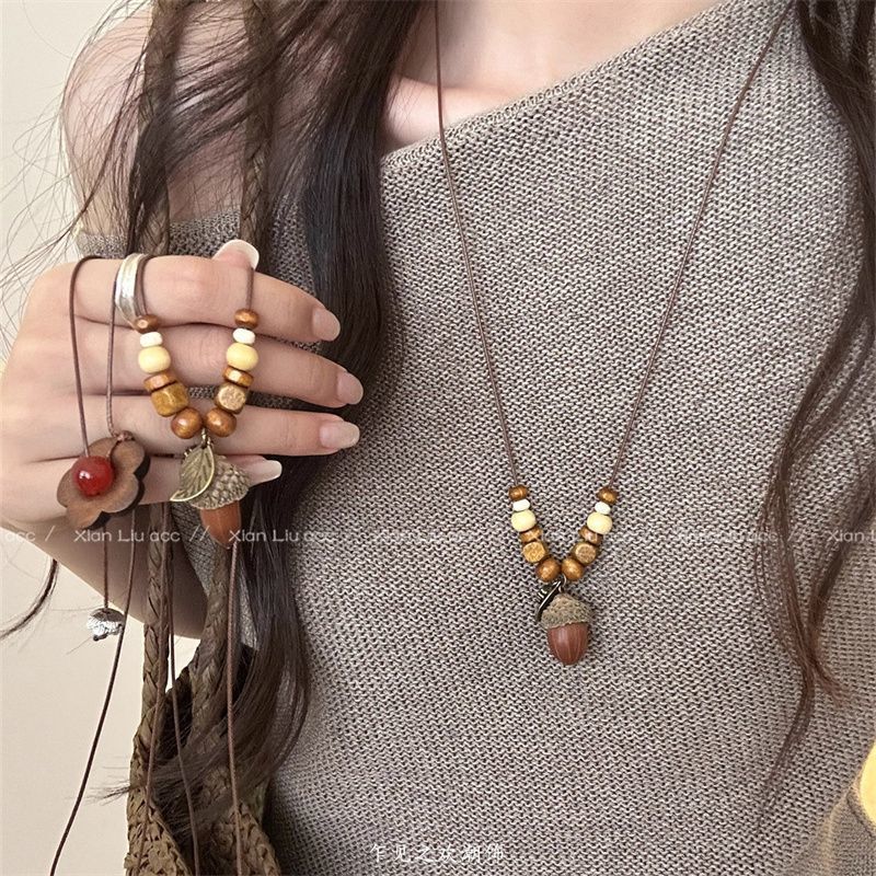Retro Ethnic Style Acorn Pendant Necklace for Women 2025 New Hot Style New Chinoiserie Ancient Style Long Sweater Chain Accessories Retro Ethnic Style Acorn Pendant Necklace for Women 2025 New Hot Style New Chinoiserie Ancient Style Long Sweater Chain Accessories