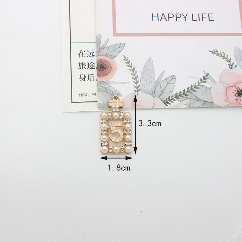 60g Weight 10 PCS/Package Alloy Rhinestones Pearl Heart Shape Flower Bow Knot Polished Pendant
