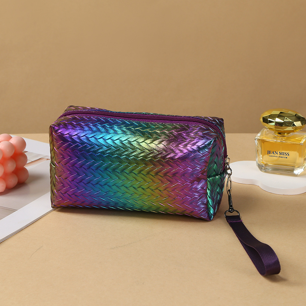 Nuevo láser trenzado maquillaje bolsa de lavado PU bolsa multifuncional bolsa de viaje impermeable bolsa de almacenamiento de mano de gran capacidad