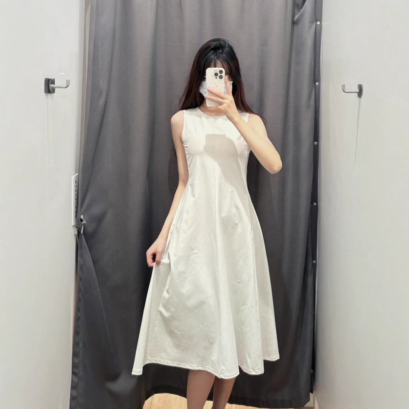 Spring and Summer 2025 New Women's High Stretch Sleeveless dress Trumpet Long Dress with Tight Waist and Pocket Skirt 477305