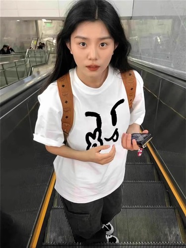 Women's Oversized Square-shoulder Short-sleeve T-shirt 2025 Summer Pure Cotton White Design-led American Half-sleeve Loose Top