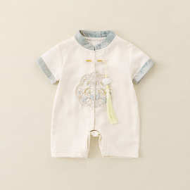 婴儿衣服夏季新款国风汉服短爬男女宝宝连体衣超薄凉爽透气哈衣