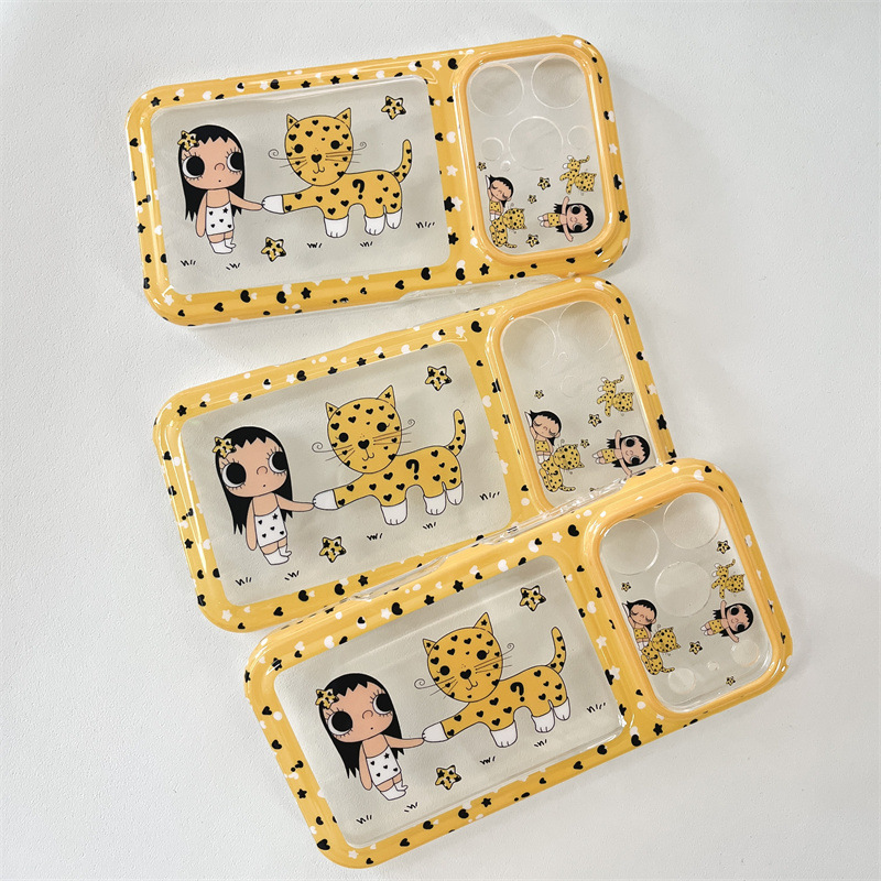 Cartoon Horizontal Version Little Jade Leopard Handle Case Suitable for iPhone 18 Pro Max Apple 17/16/15 New Model Phone Case