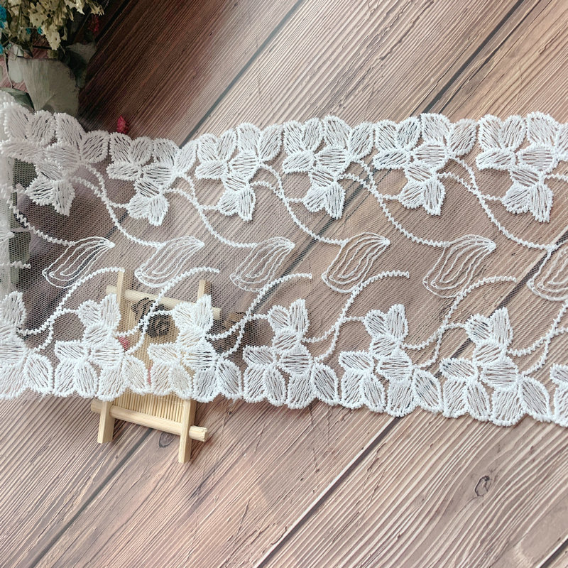 双边牛奶丝蕾丝网布花边树叶立体水溶刺绣蕾丝花边DIY服装辅料