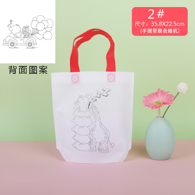 CPCE bolsa de color de graffiti no tejido de doble cara para niños bricolaje bolso de mano de pintura pintado a mano para colorear