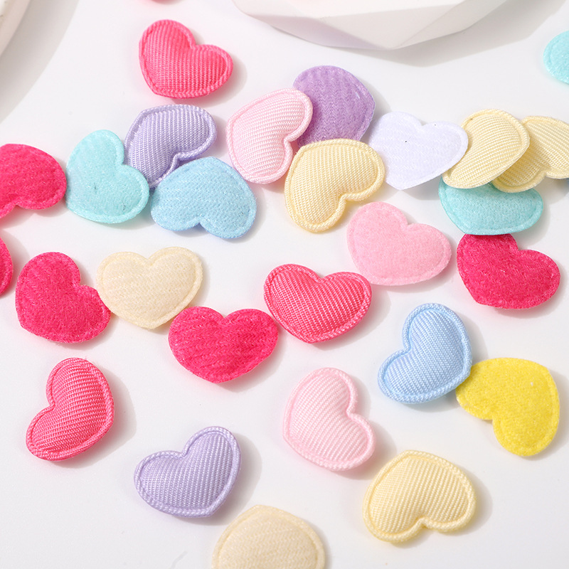 现货马卡龙色布艺爱心 diy饰品配件儿童服装辅料发饰发夹装饰材料