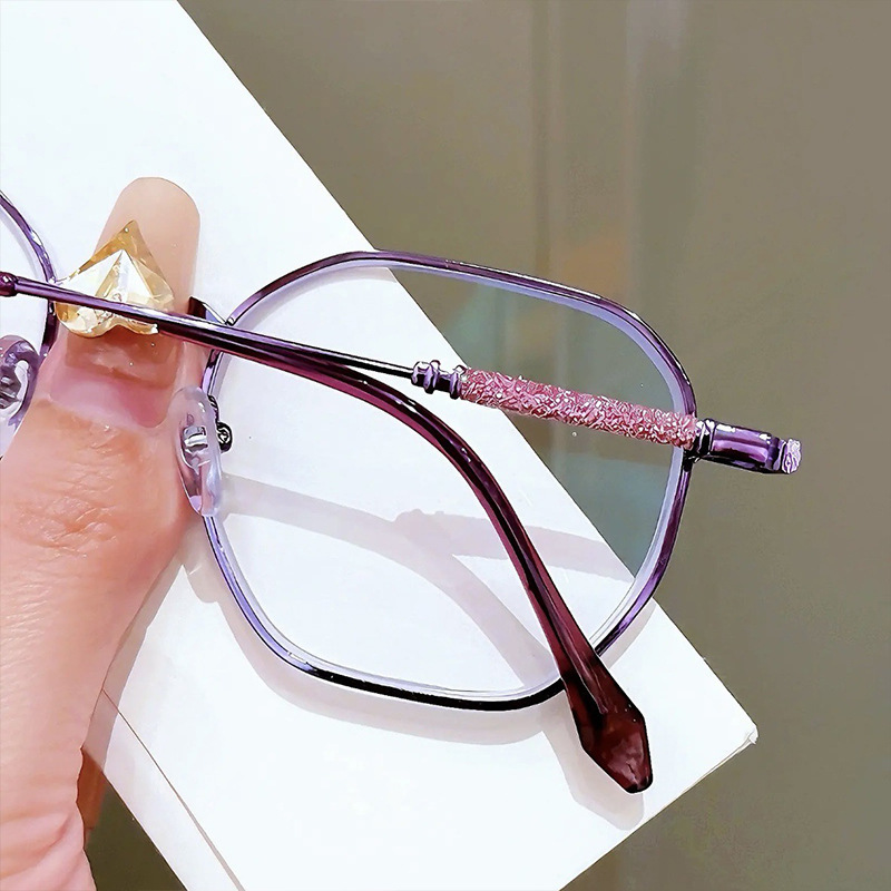 Gafas de destello fino de oro rosa de todo fósforo nuevas, anti-luz azul HD, espejo de estilo occidental para personas mayores, marco de polígono de moda