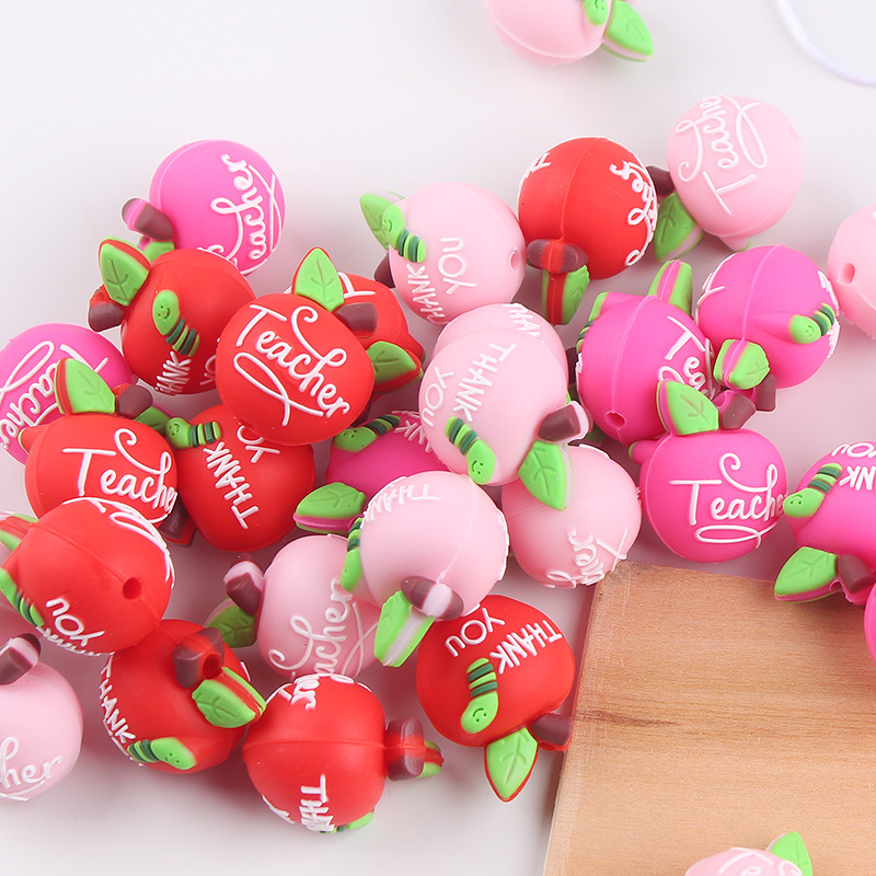 Productos creativos para bebés DIY dibujos animados de doble cara manzana joyas de silicona pezón de bebé anti-caída cadena accesorios de goma de diente