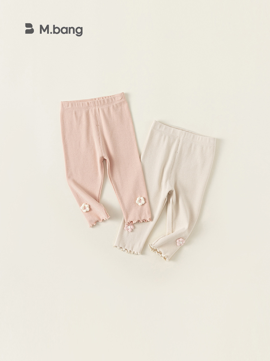 Primavera y verano, ropa infantil, ropa infantil, nuevos productos, leggings para niños, niñas, pantalones de flores tridimensionales, pantalones de siete puntos delgados