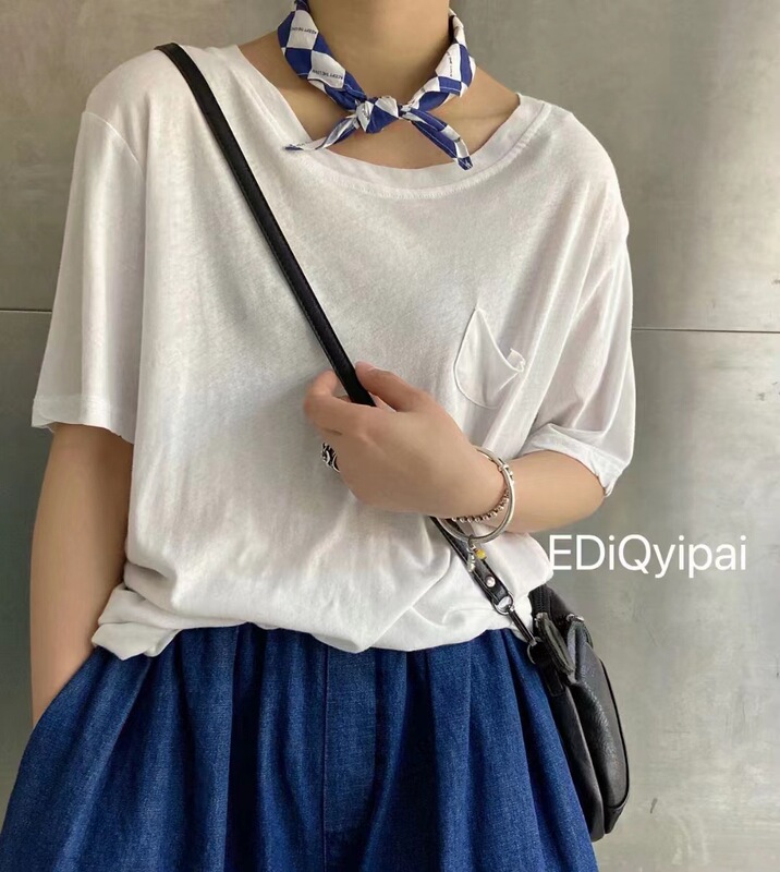 Cjed2026 Summer New Women's Round Neck Short Sleeve Fresh T-Shirt Top Fashionable Versatile Solid Color Thin Cotton Loose Fit Cjed2026 Summer New Women's Round Neck Short Sleeve Fresh T-Shirt Top Fashionable Versatile Solid Color Thin Cotton Loose Fit