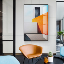橙色空间 现代简约抽象装饰画设计师样板房挂画餐厅玄关晶瓷壁画
