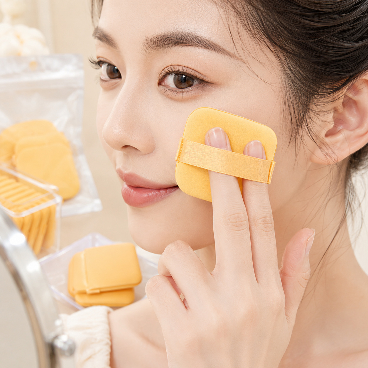 Juego de esponjas de maquillaje ultra suaves en stock, que no absorben polvo, de doble uso para aplicaciones en seco y húmedo, esponja tipo cojín, especial para base líquida, venta al por mayor.