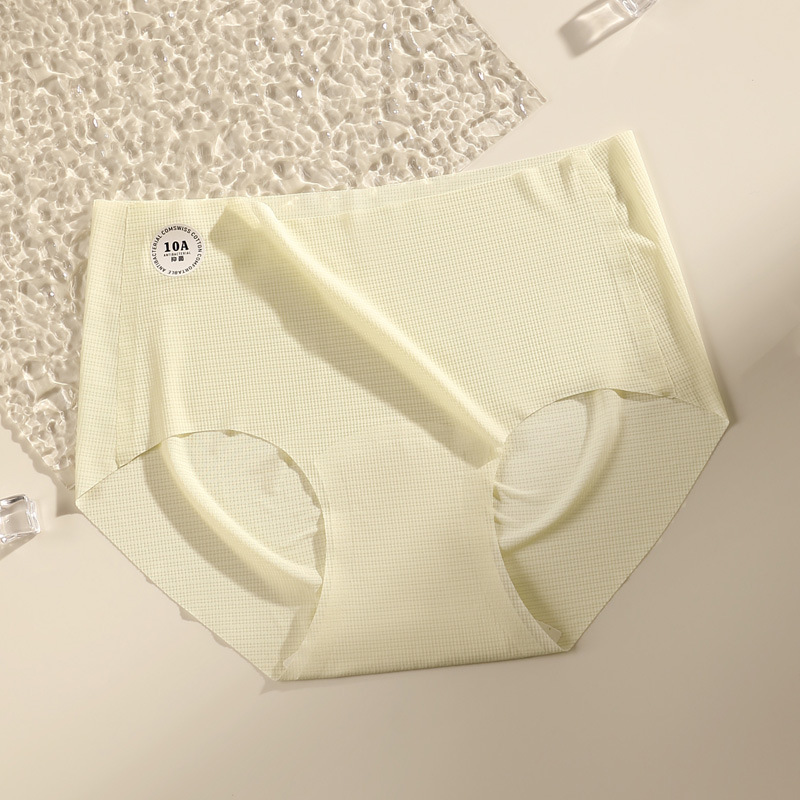 Ropa interior de seda de hielo para mujer, entrepierna antibacteriana de algodón puro, cintura media, transpirable, pantalones cortos triangulares finos para niña, ropa interior sin costuras, verano