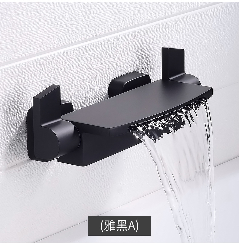 Waterfall-style bathtub faucet wall-mounted, hot and cold shower head set into wall-mounted bathtub faucet undefined