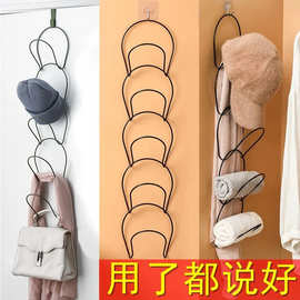 铁艺门后挂钩 免打孔衣帽架壁挂架围巾无痕帽子收纳金属挂钩