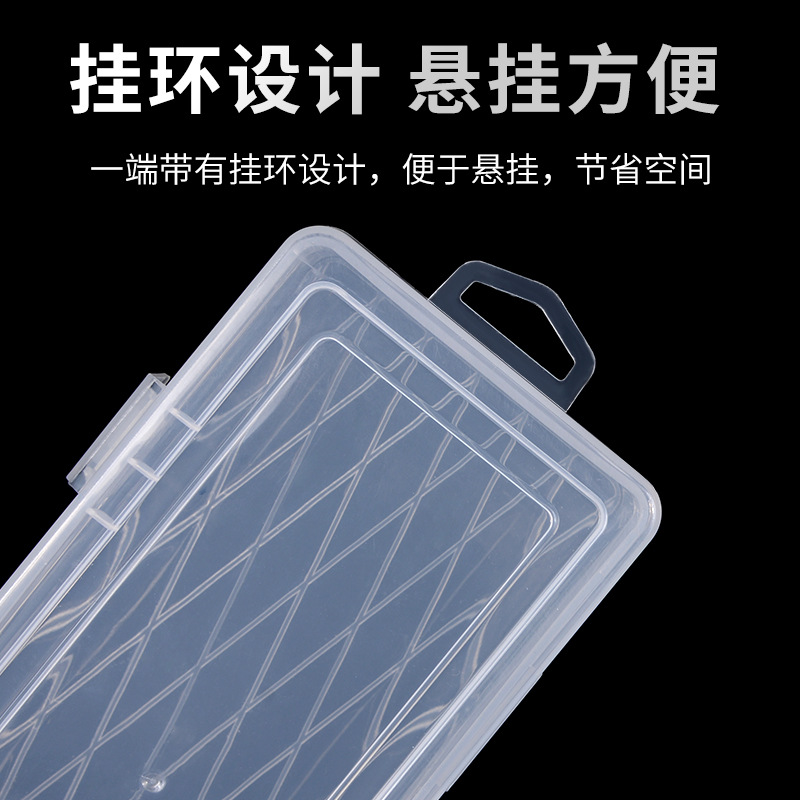 Caja de herramientas larga Caja de piezas de 14 pulgadas Caja de elementos transparentes Caja transparente Joyería Gadget Almacenamiento Caja pequeña