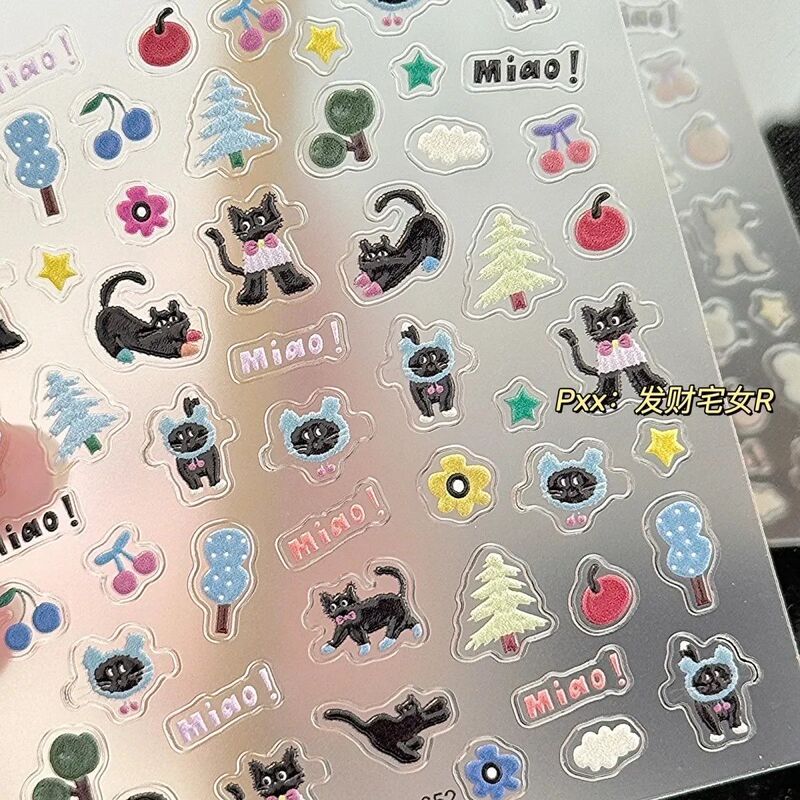 Ins Soft Cute Kitten Embossed Stereo Ccd Sticker Japanese Style Cute Nail High-Value Cartoon Nail Art Modification Sticker Ins Soft Cute Kitten Embossed Stereo Ccd Sticker Japanese Style Cute Nail High-Value Cartoon Nail Art Modification Sticker