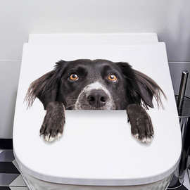 可爱小狗装饰马桶贴画浴室卫生间马桶盖装饰贴纸防水可移除自粘贴