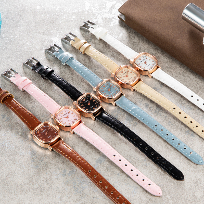 New Style Fragrant Style Women's Light Luxury Style Thin Belt Simple Retro Small Long Square Watch Watch Small and Exquisite All-match Watch