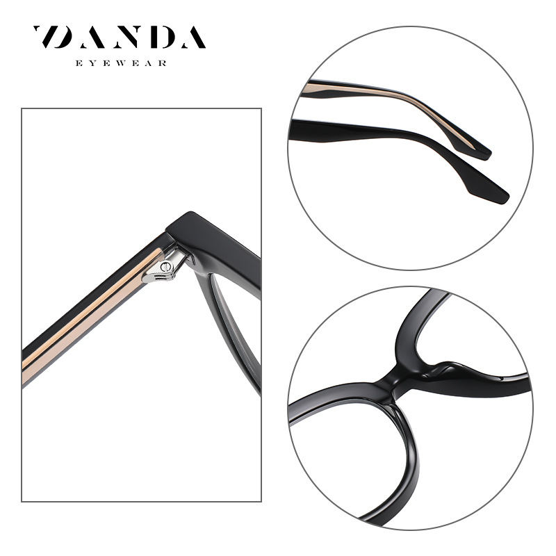 Nuevo Marco de gafas de moda Marco de ojo de gato femenino gafas lisas ultra ligero TR-BC905 placa pin pierna anti-azul gafas de luz