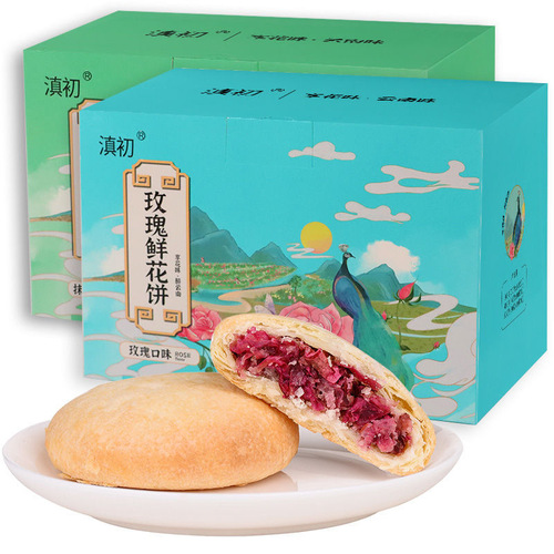 Food manufacturer direct delivery rose flower cake 300g gift box flower cake Yunnan specialty classic rose cake souvenir