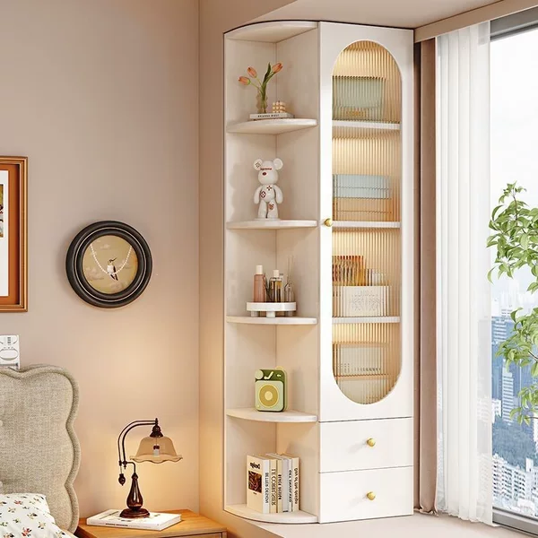 Solid wood bay window cabinet, simple modern balcony bookcase, storage cabinet, window sill corner cabinet, window side storage cabinet
