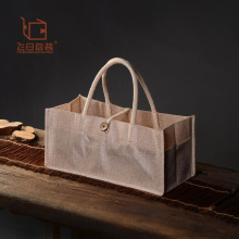 细麻布纽扣礼品袋收纳手提袋礼物包装ins风可印字logo购物袋定制