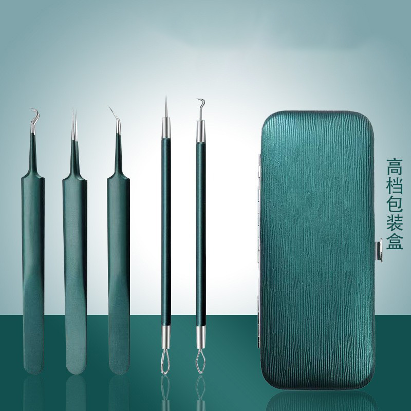 Acero inoxidable acné aguja 5 piezas traje acné aguja blackhead removedor pinzas celular clip belleza herramienta acné traje