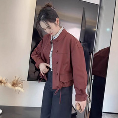 韩版立领短外套女2025春季新款宽松休闲设计感小个子时尚夹克上衣