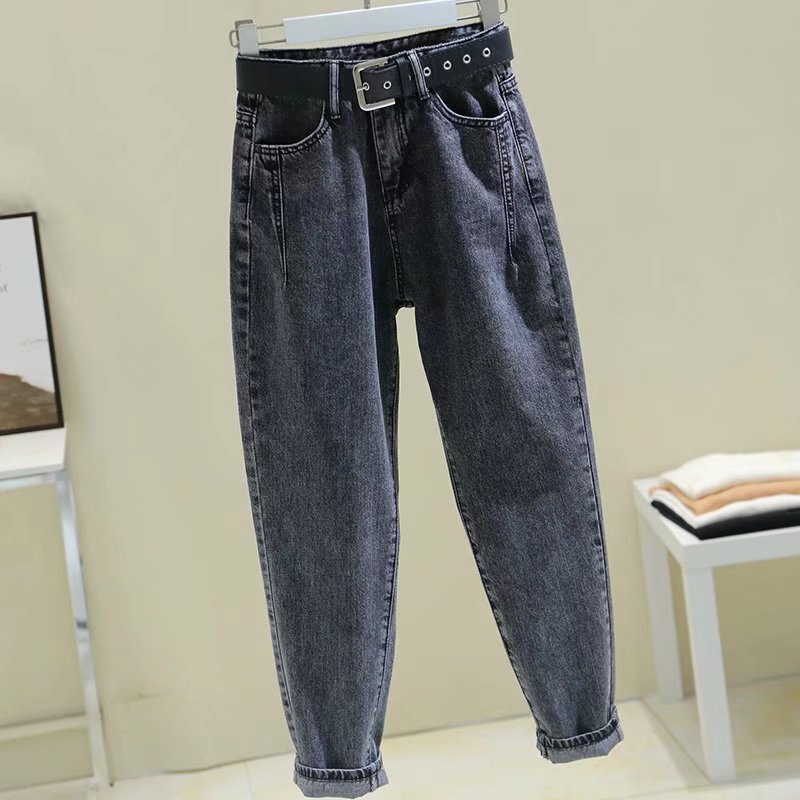 2026 New Pants Spring and Summer Jeans for Women Plus Size Loose Nine-Point Straight-Leg Dad Pants for Chubby Girls Winter