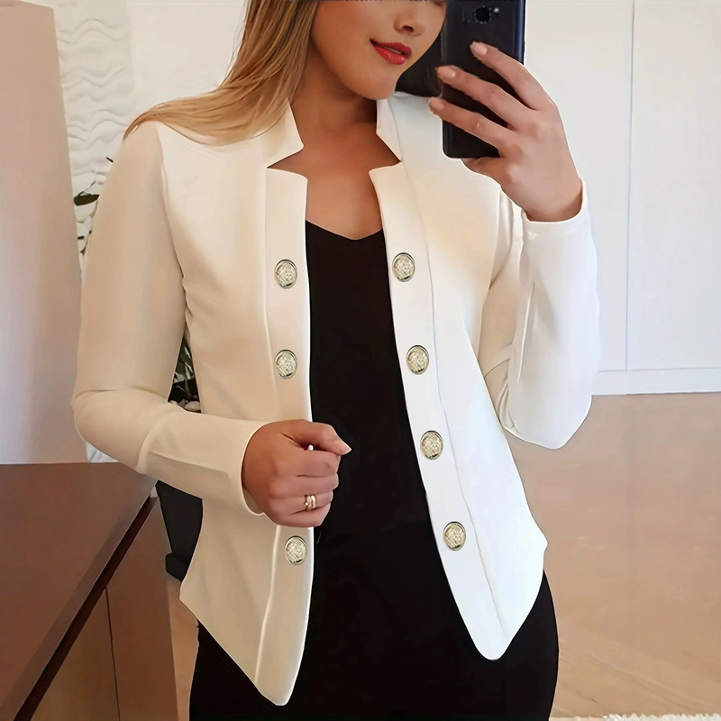 New Amazon Aliexpress European and American Women's Long-Sleeved Tops with Button Decoration, Small Blazer Fashion Jacket New Amazon Aliexpress European and American Women's Long-Sleeved Tops with Button Decoration, Small Blazer Fashion Jacket