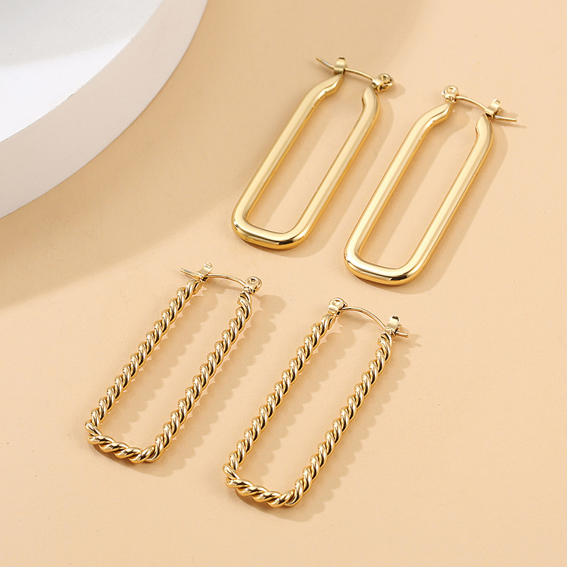 Daily Occasion Stainless Steel Material 1 Pair Simple Style Solid Color Stainless Steel Plating 18k Gold Plated Earrings