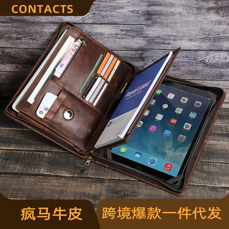 Suitable for Apple iPad Pro 12.9inch Genuine Leather Protective Case Multifunctional Cowhide Satchel Tablet Case