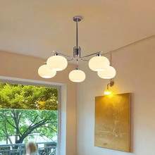 適用於北歐客廳吊燈創意柿子造型復古氛圍燈vintage中古包豪斯玻