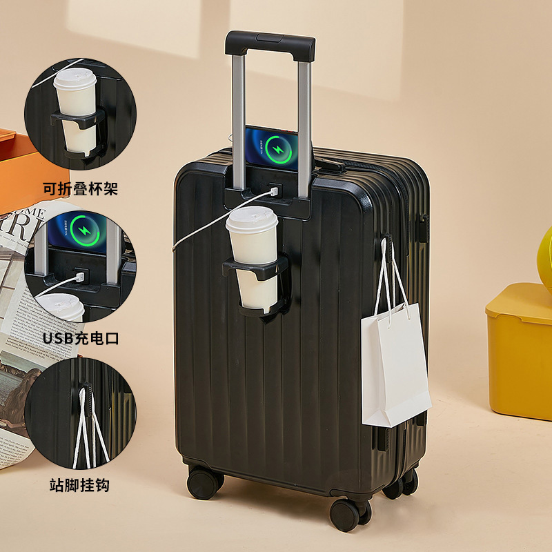 Moda caja de la carretilla cremallera ocasional maleta USB estudiante masculino y femenino equipaje mudo universal rueda contraseña