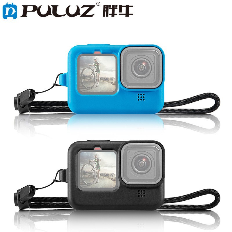 Puluz Is Suitable for Gopro Hero12/11 Black Camera Silicone Protective Case with Hand Strap and Lens Cover