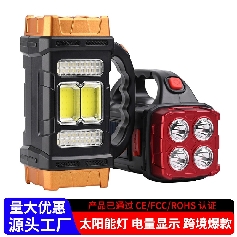 Светодиодный солнечный фонарик, сильный свет, зарядка, длительное время автономной работы, уличный многофункциональный рабочий фонарь, аварийный прожектор, сумка